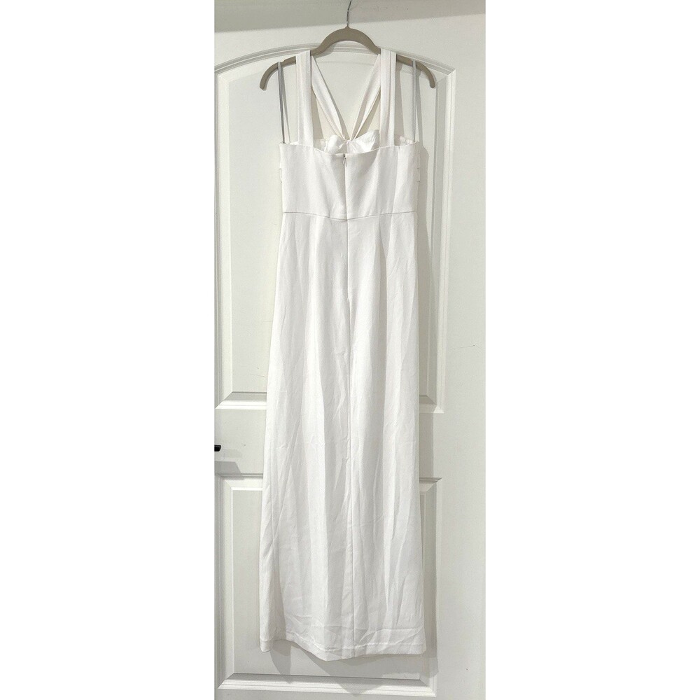 ML Monique Lhuillier White Maxi Dress 4 Formal Evening Bridal Front Slit NEW - Picture 9 of 16